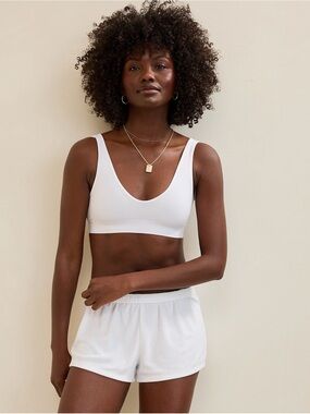 NWT Aerie Superchill Plunge Bralette White XL Lyocell Soft Lounge Bra